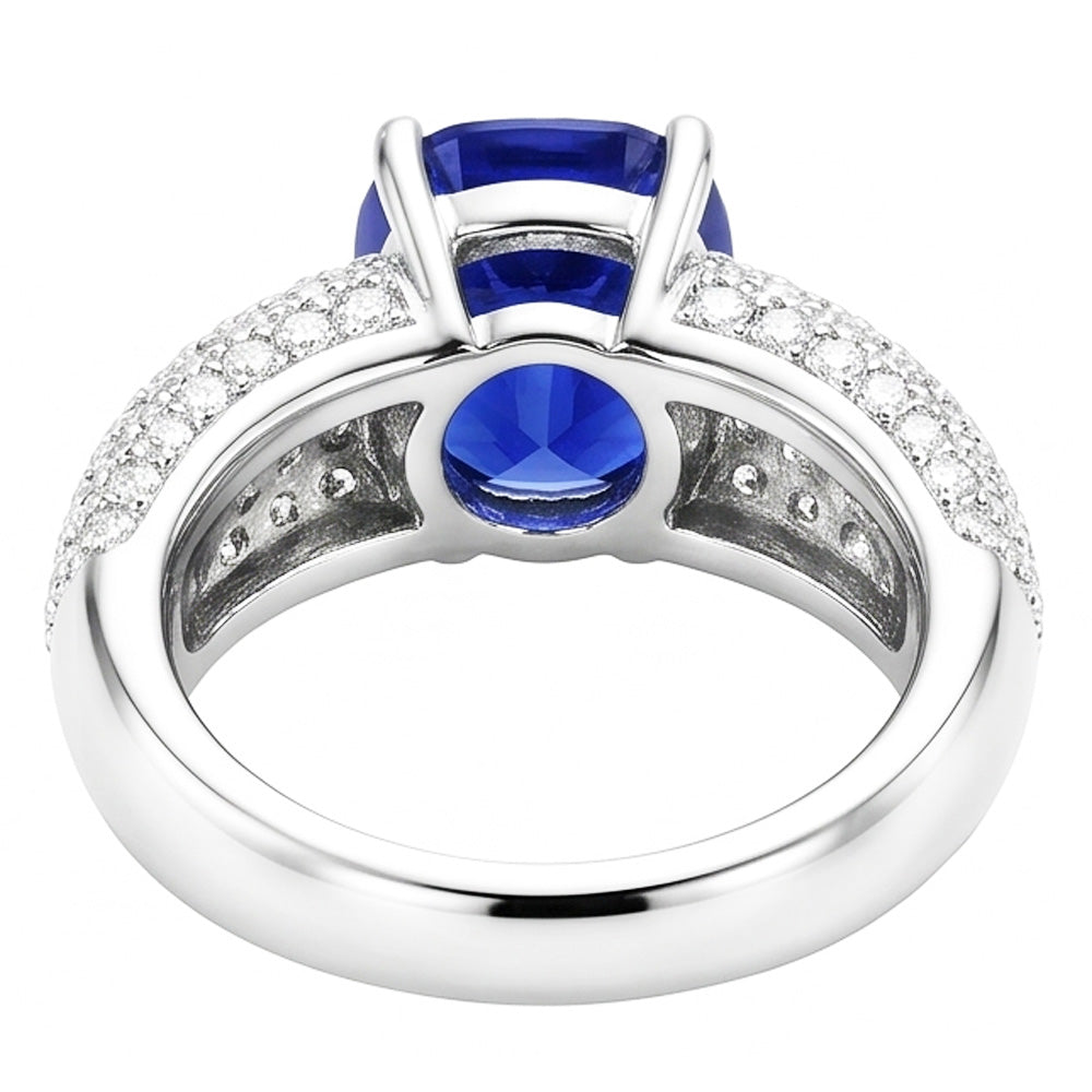 Kissen Saphir Edelstein Ring Weißgold 14K Natürlicher Diamant ( nicht im Labor gezüchtet )en 3,50 Karat