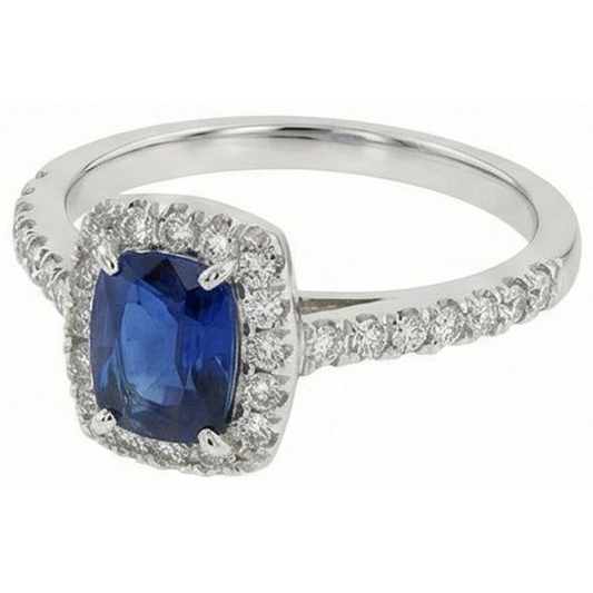 echter round saphir 3.90Karat ring Vorderansicht