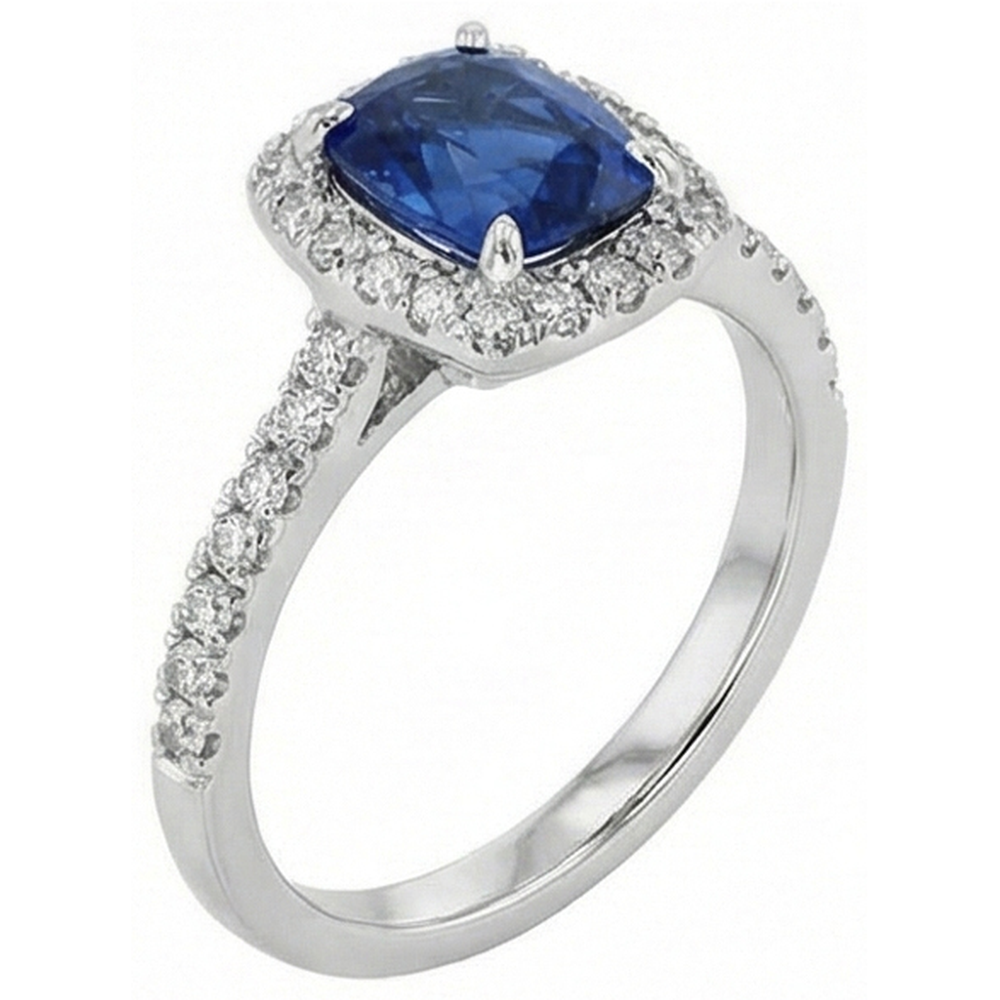 echter round saphir 3.90Karat ring Detailansicht