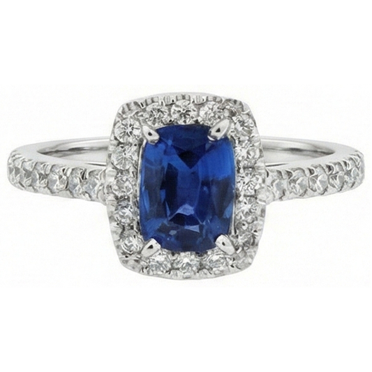 echter round saphir 3.90Karat ring Seitenansicht