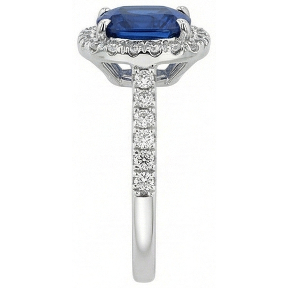 echter round saphir 3.90Karat ring Draufsicht