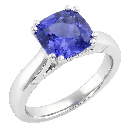 echter cushion diamant 2Karat ring Vorderansicht