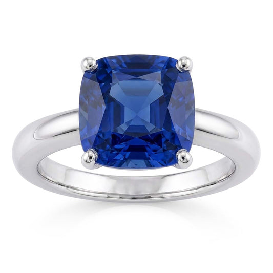 Kissen Solitär Saphir Ring 2,50 Karat Weißgold Schmuck