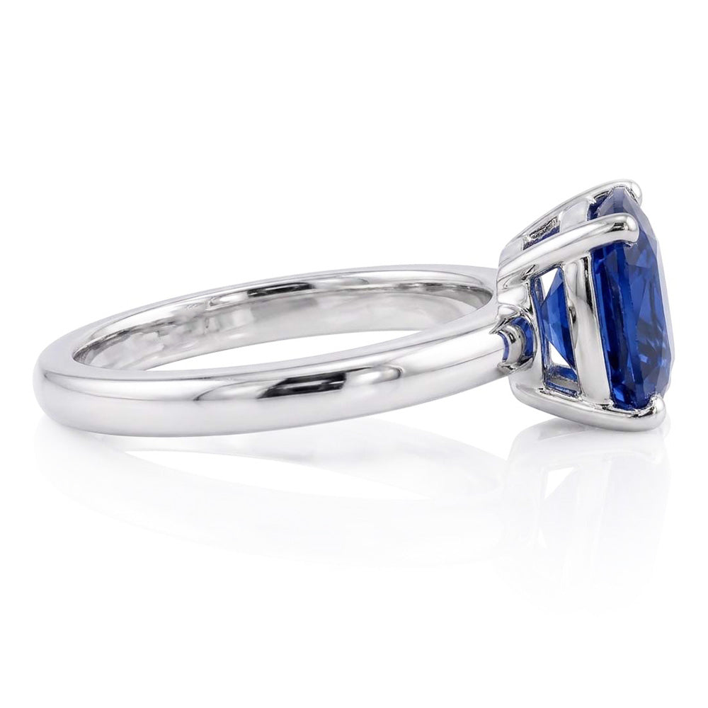Kissen Solitär Saphir Ring 2,50 Karat Weißgold Schmuck