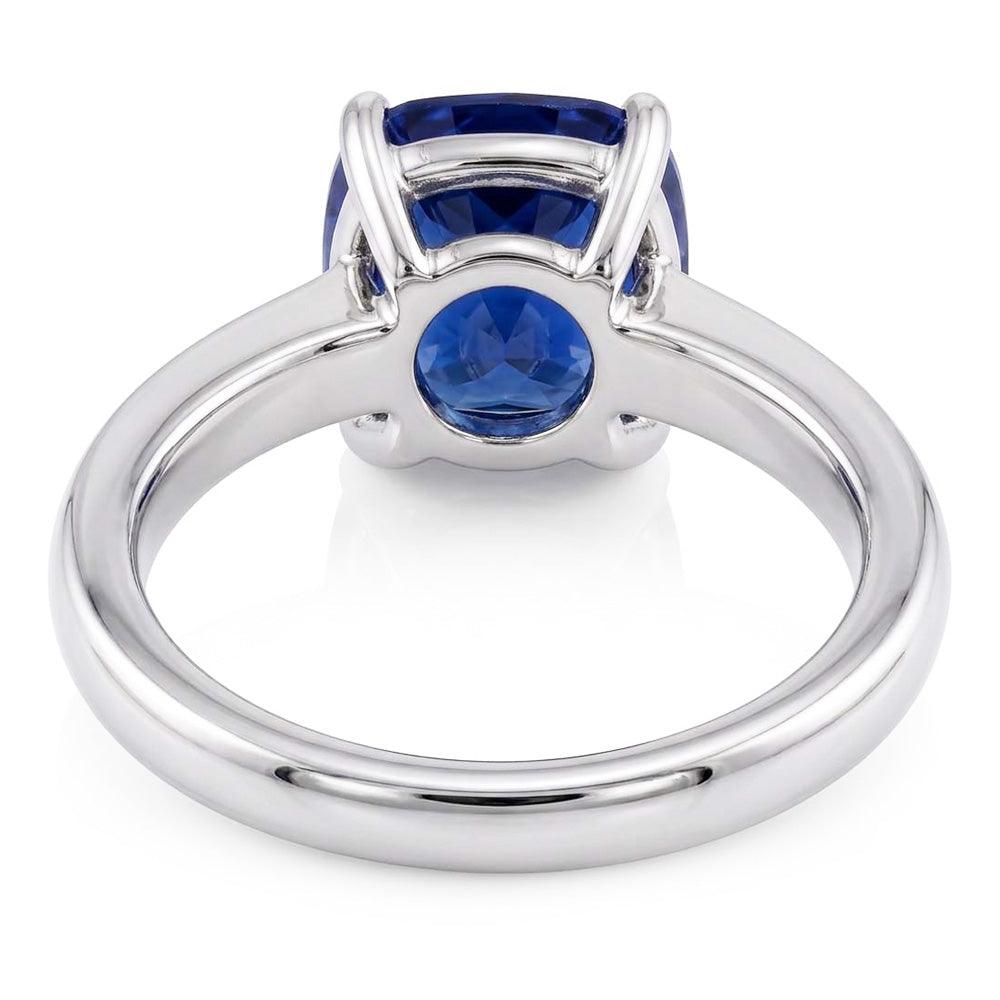 Kissen Solitär Saphir Ring 2,50 Karat Weißgold Schmuck