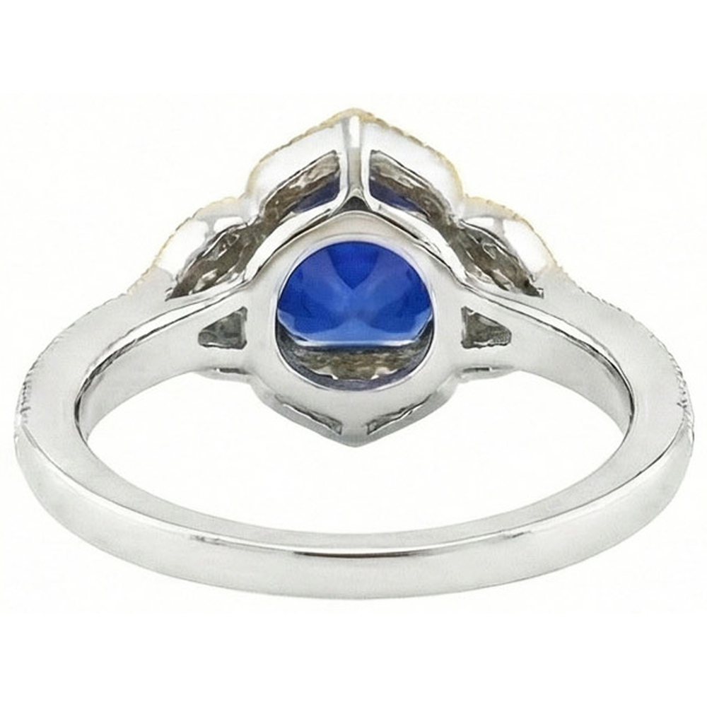 Kissen Sri Lanka Sapphire Aus der Erde Abgebauter Natürlicher Diamants Ring 5.66 ct. Zweifarbiges Gold