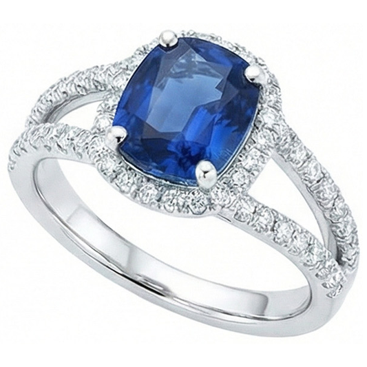 echter round saphir 4.75Karat ring Vorderansicht