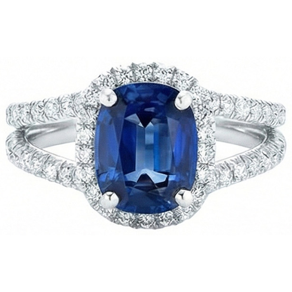 echter round saphir 4.75Karat ring Seitenansicht
