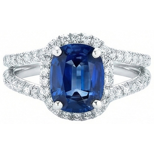 echter round saphir 4.75Karat ring Seitenansicht