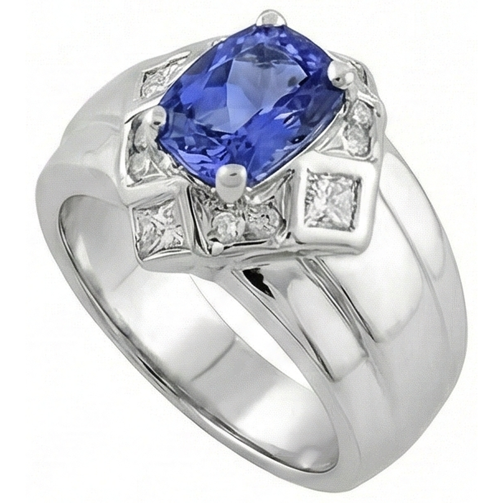 echter round tansanit 5Karat ring Detailansicht