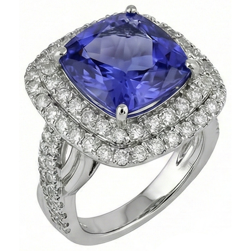 echter round tansanit 7Karat ring Detailansicht