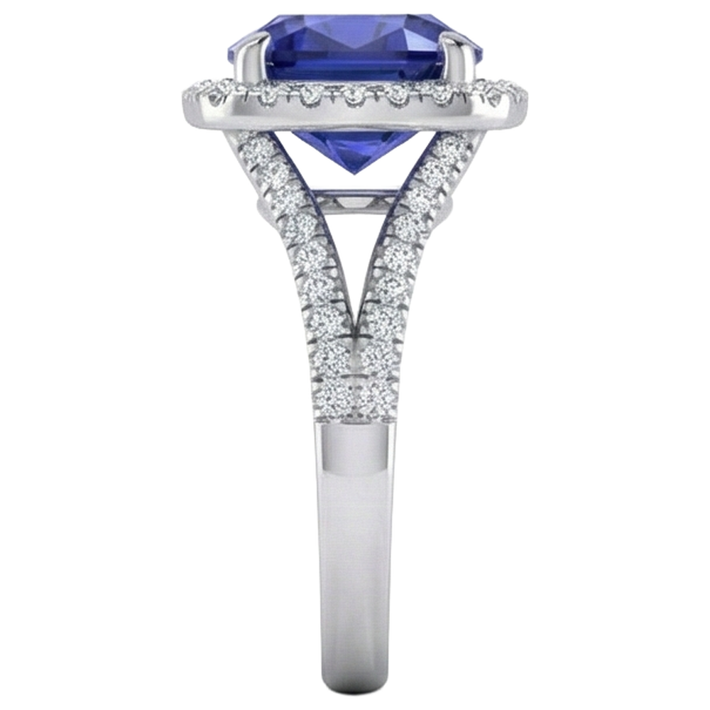 Kissen-Tansanit-Halo-Edelstein-Ring