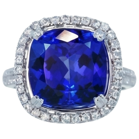 echter round tansanit 6.50Karat ring Seitenansicht