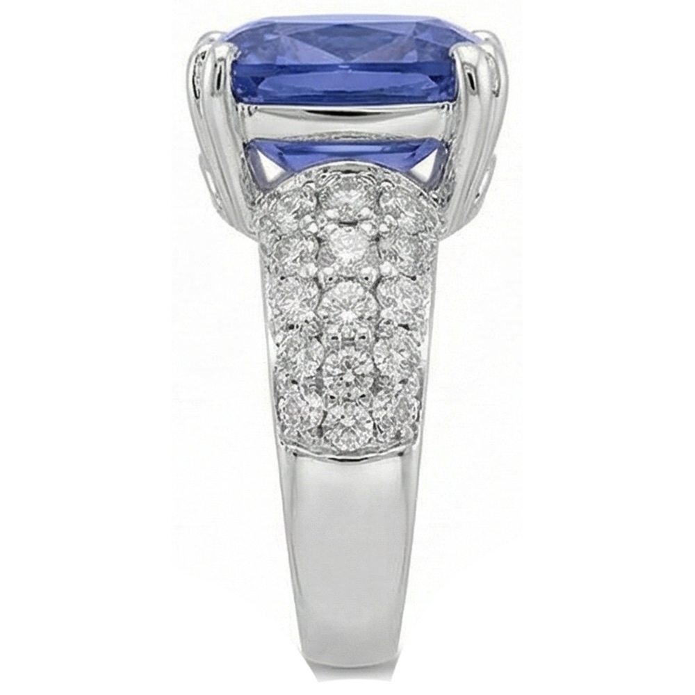Kissen Tansanit und runde Aus der Erde Abgebauter Natürlicher Diamanten 7,50 Karat Fancy Ring Neu