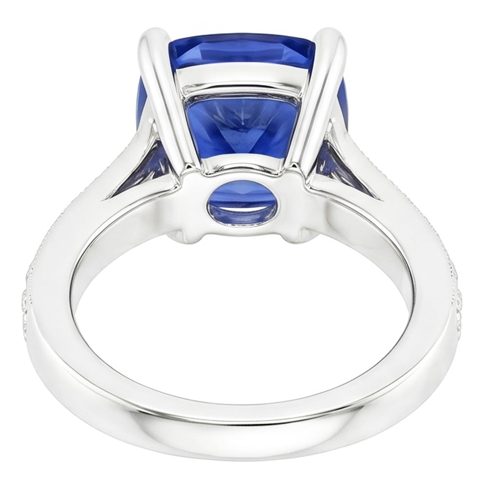 Kissen & Rundschliff 3.30 Karat Ceylon Saphir Aus der Erde Abgebauter Natürlicher Diamanten Ring WG 14K