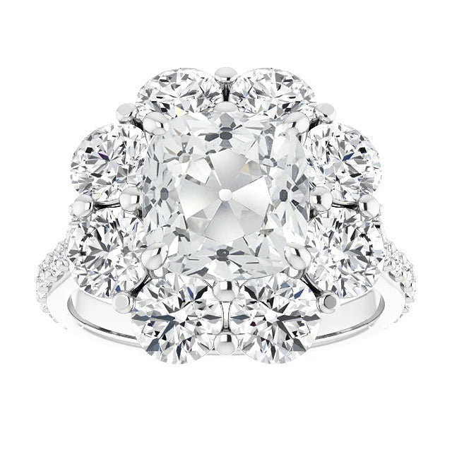 Kissen alter Bergmann Echt Diamant Halo Ring Flower Style 19.50 Karat
