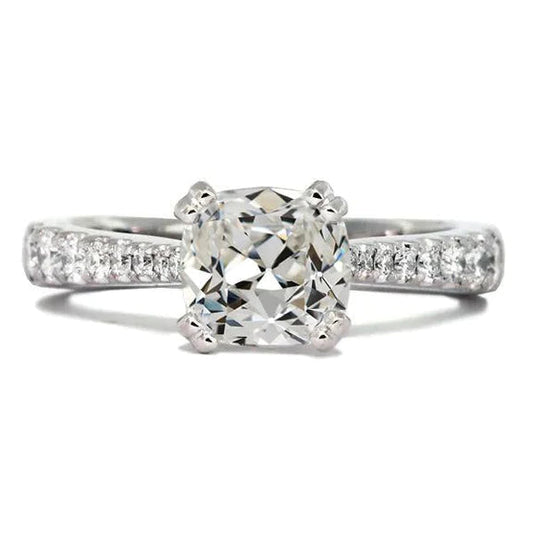 Kissen alter Bergmann Echt Diamant Ring Double Prong Tapered Shank 7 Karat