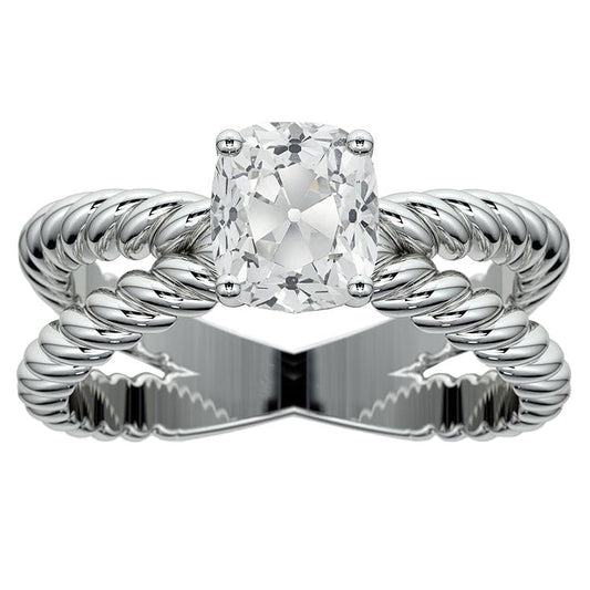 Kissen alter Bergmann Echt Diamant Solitaire Ring Split Rope Style 3,75 Karat