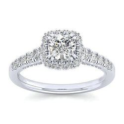 Kissen und rund 2,70 ct. Echt Aus der Erde Abgebauter Natürlicher Diamantring Halo