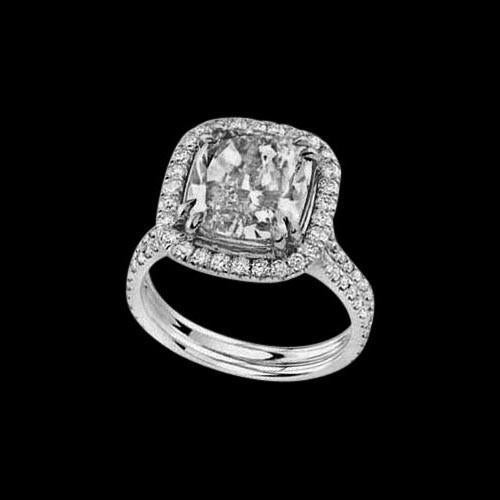 Kissenschliff Echt Diamant Damen Neu Weißgold 3.40 ct. Ring mit Akzenten