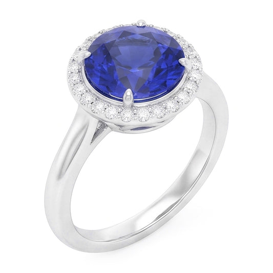 Klassischer Halo Saphir Verlobungsring Edelsteinschmuck 4,50 Karat