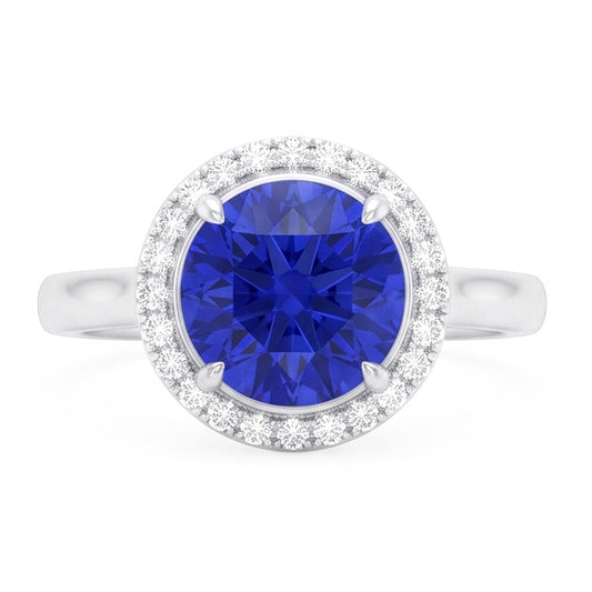 Klassischer Halo Saphir Verlobungsring Edelsteinschmuck 4,50 Karat
