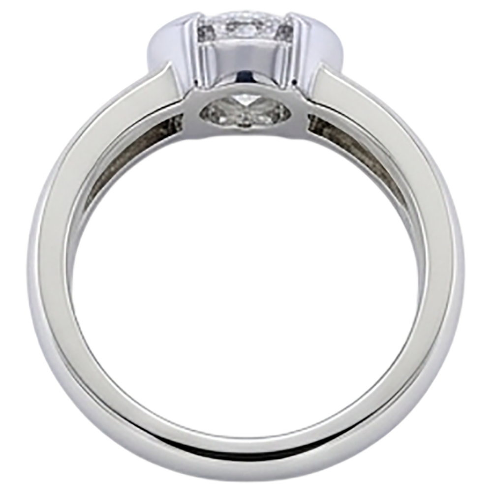 Klassischer Herrenring mit 1 Karat natürlichem, rundem Aus der Erde Abgebauter Natürlicher Diamant und halber Lünette