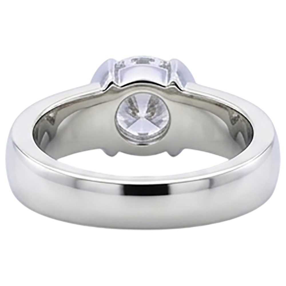 Klassischer Herrenring mit 1 Karat natürlichem, rundem Aus der Erde Abgebauter Natürlicher Diamant und halber Lünette