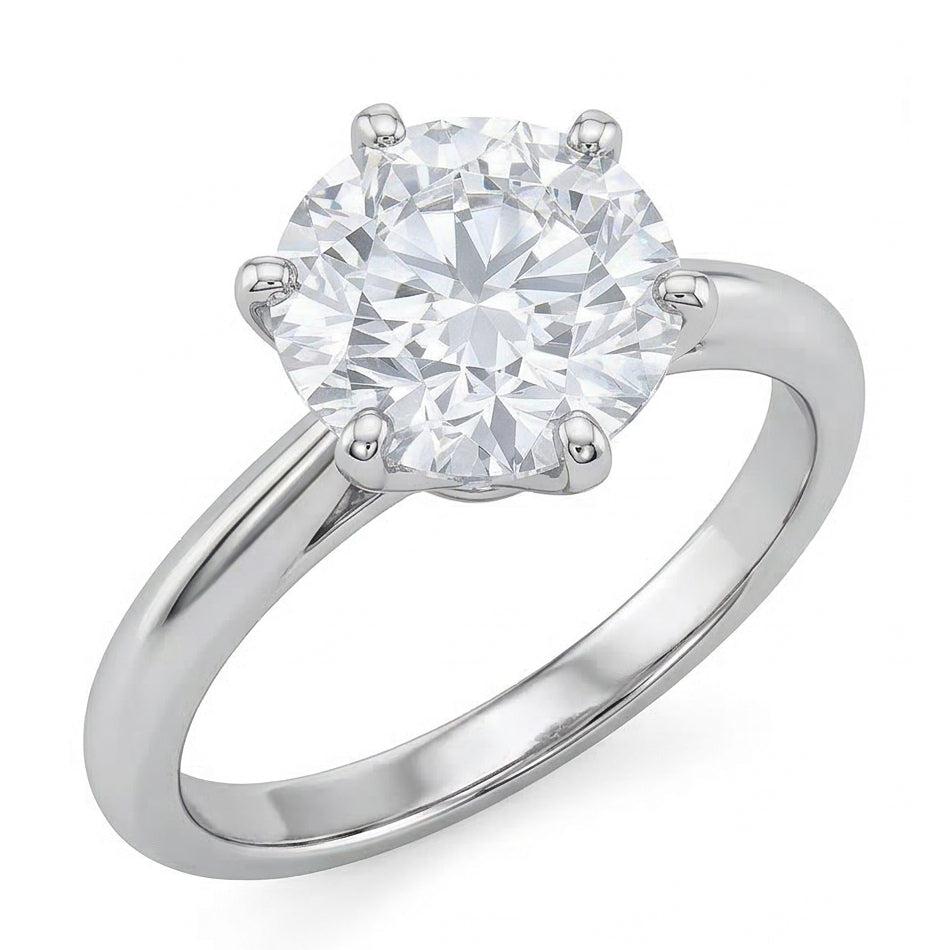 Klassischer runder Aus der Erde Abgebauter Natürlicher Diamant-Solitär-Verlobungsring aus echtem 2-karätigem Weißgold