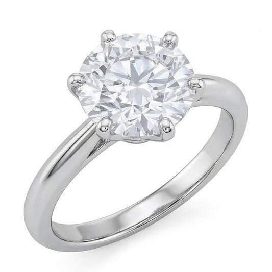 Klassischer runder Aus der Erde Abgebauter Natürlicher Diamant-Solitär-Verlobungsring aus echtem 2-karätigem Weißgold