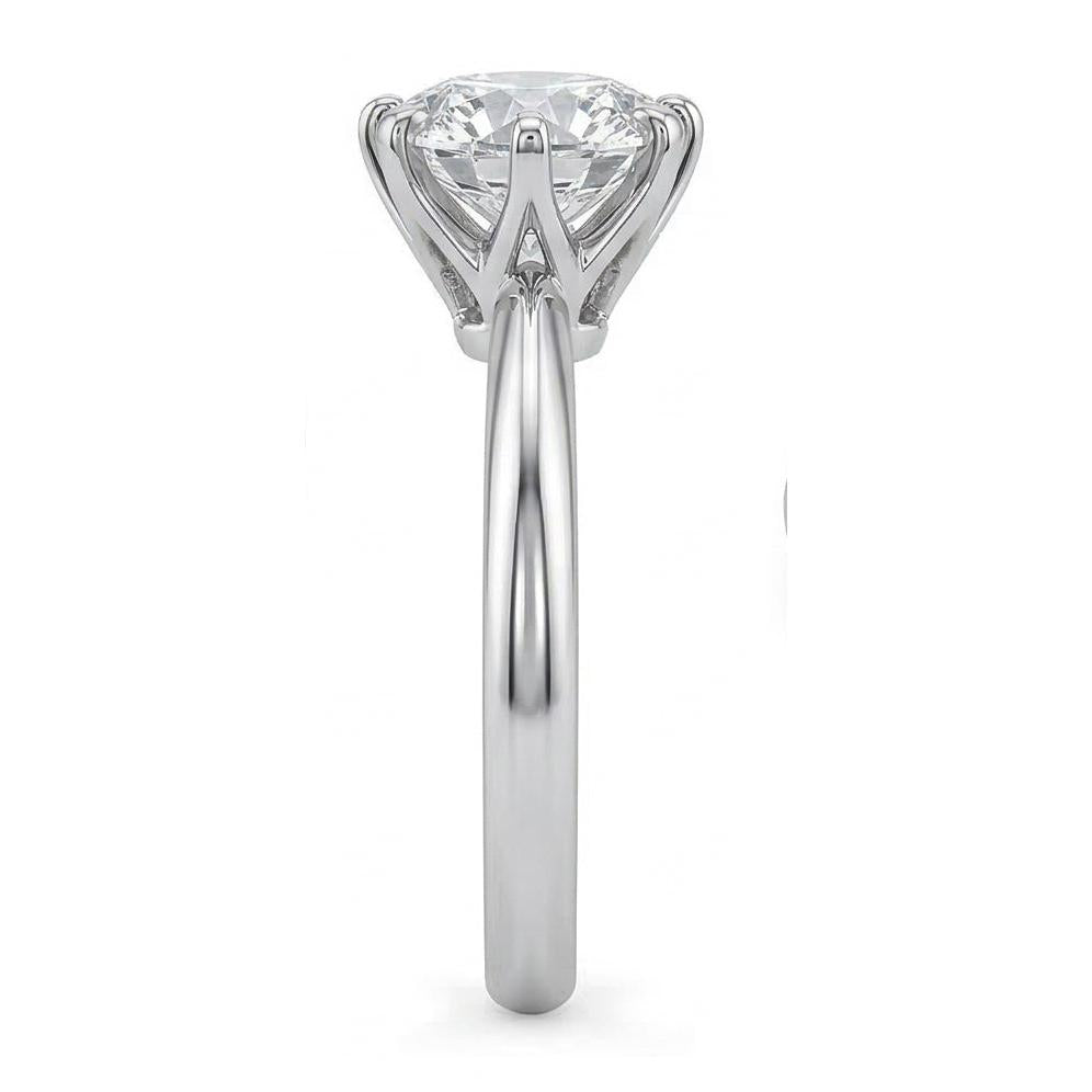 Klassischer runder Aus der Erde Abgebauter Natürlicher Diamant-Solitär-Verlobungsring aus echtem 2-karätigem Weißgold