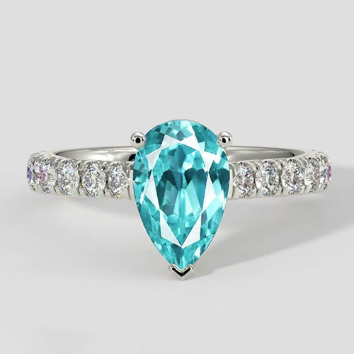 Klassischer birnenförmiger Paraiba-Steinring
