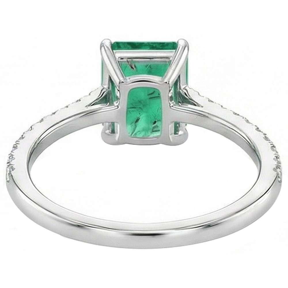 Kolumbianischer Grün Smaragd & Aus der Erde Abgebauter Natürlicher Diamant 3,60 Karat Edelsteinring Weißgold 14K