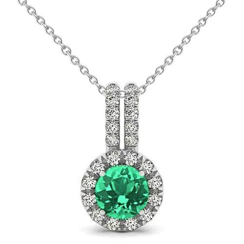 Kolumbianischer Grün Smaragd- und Diamant-Edelstein-Anhänger 6,00 Ct Weißgold 14K