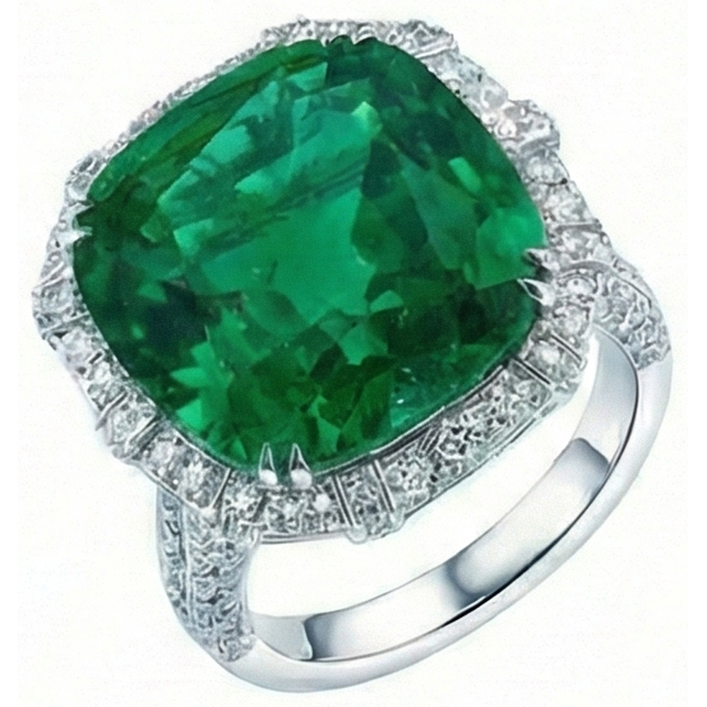 Kolumbianischer grüner Smaragd mit Aus der Erde Abgebauter Natürlicher Diamanten Ring 4 Karat