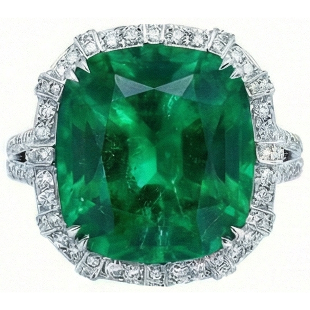 Kolumbianischer grüner Smaragd mit Aus der Erde Abgebauter Natürlicher Diamanten Ring 4 Karat