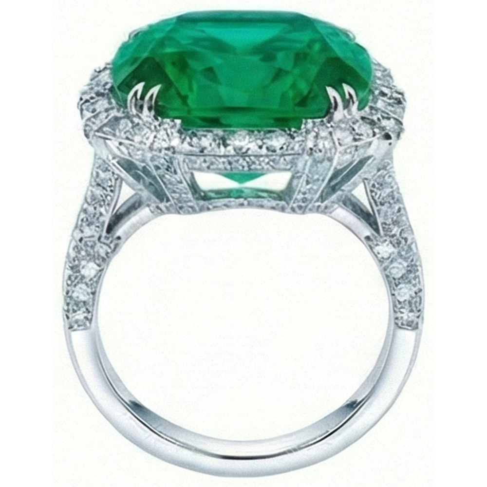 Kolumbianischer grüner Smaragd mit Aus der Erde Abgebauter Natürlicher Diamanten Ring 4 Karat