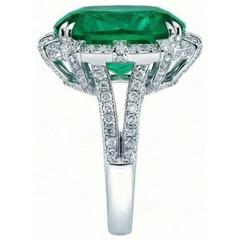 Kolumbianischer grüner Smaragd mit Aus der Erde Abgebauter Natürlicher Diamanten Ring 4 Karat