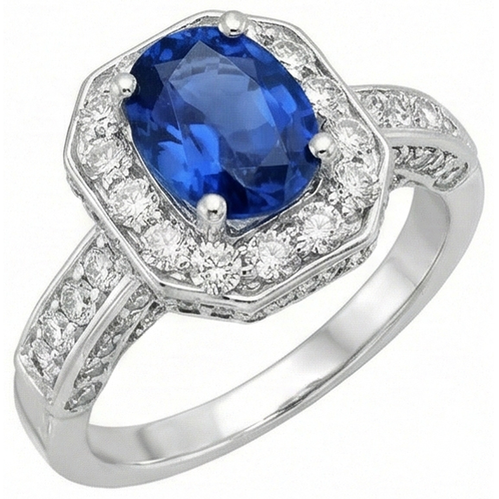 Königsblauer Saphir-Halo-Ring