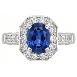 Königsblauer Saphir-Halo-Ring