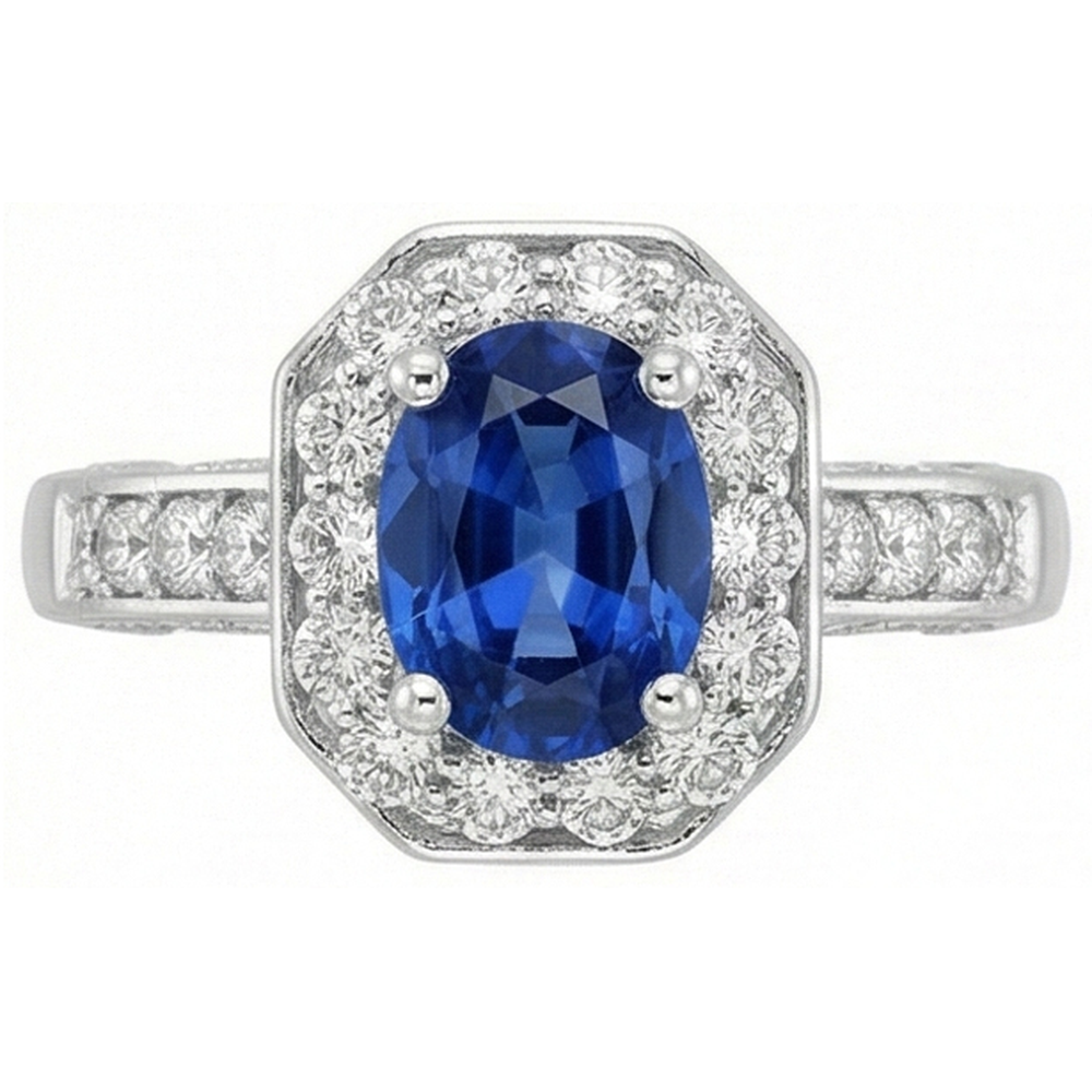 Königsblauer Saphir-Halo-Ring