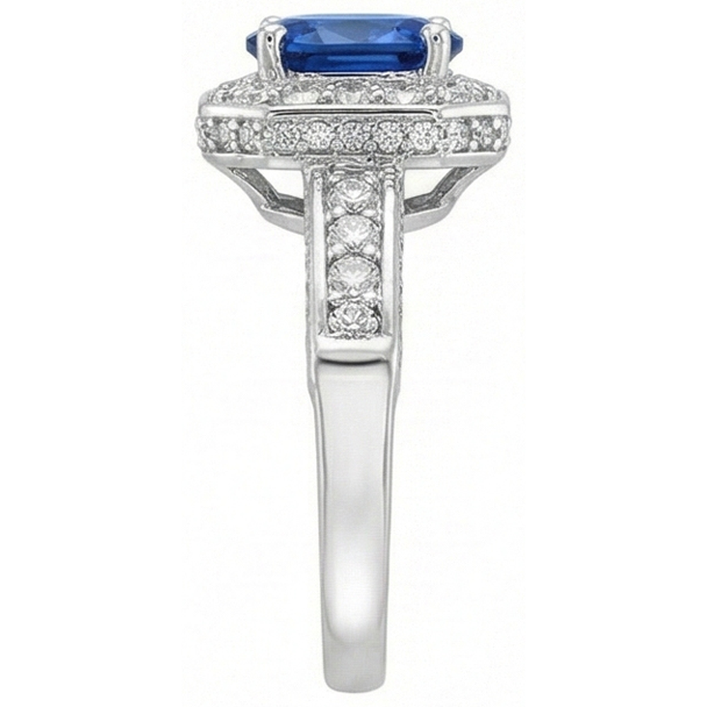 Königsblauer Saphir-Halo-Ring