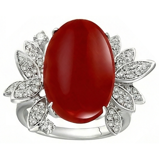 Koralle mit Aus der Erde Abgebauter Natürlicher Diamant-Cocktailring