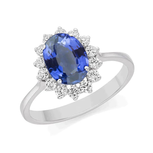 Kornblumenblauer Saphir-Halo-Ring