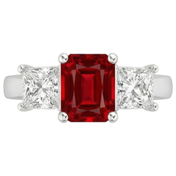 Krappen-Set Roter Rubin und Aus der Erde Abgebauter Natürlicher Diamanten 4.00 Karat Ring 14K Gold