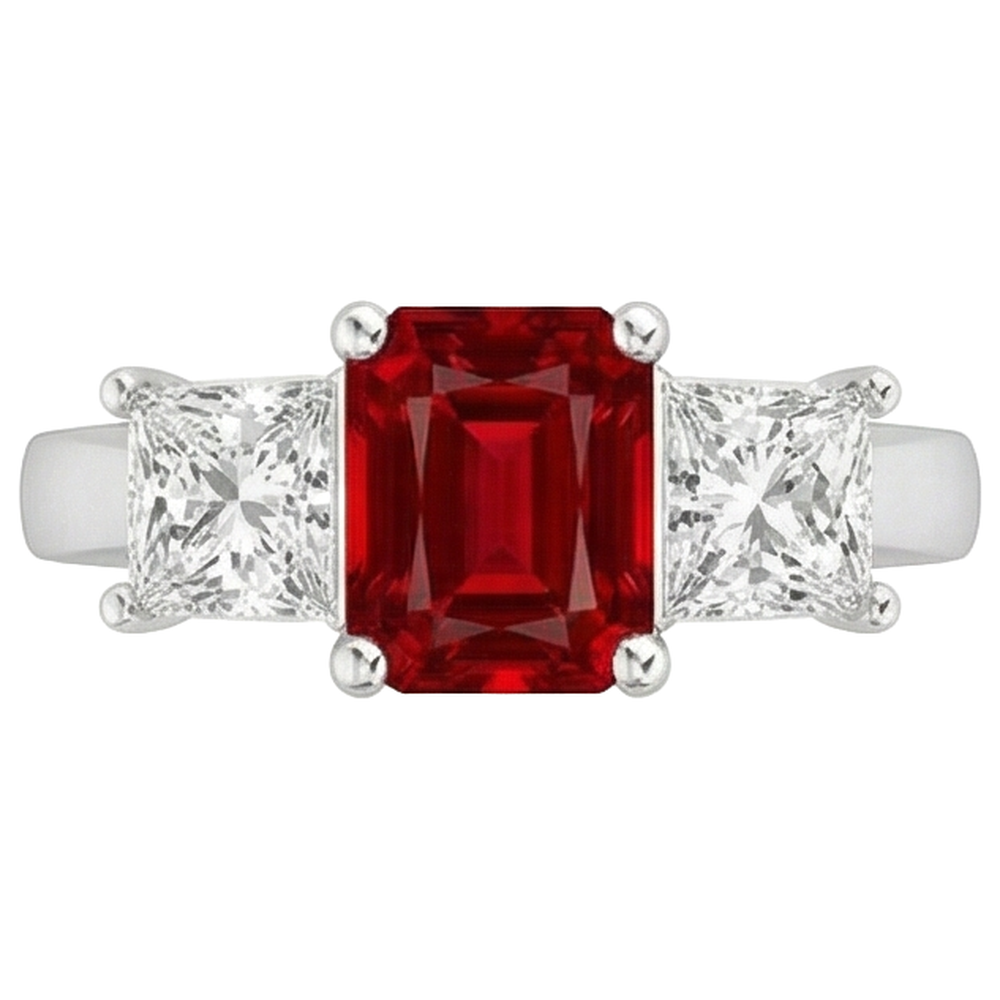 Krappen-Set Roter Rubin und Aus der Erde Abgebauter Natürlicher Diamanten 4.00 Karat Ring 14K Gold