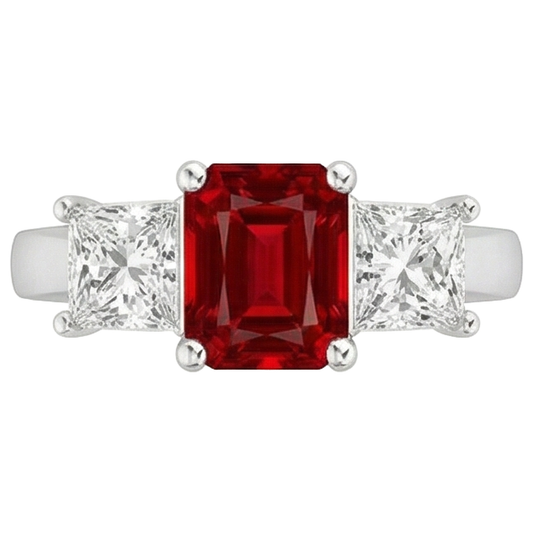 Krappen-Set Roter Rubin und Aus der Erde Abgebauter Natürlicher Diamanten 4.00 Karat Ring 14K Gold