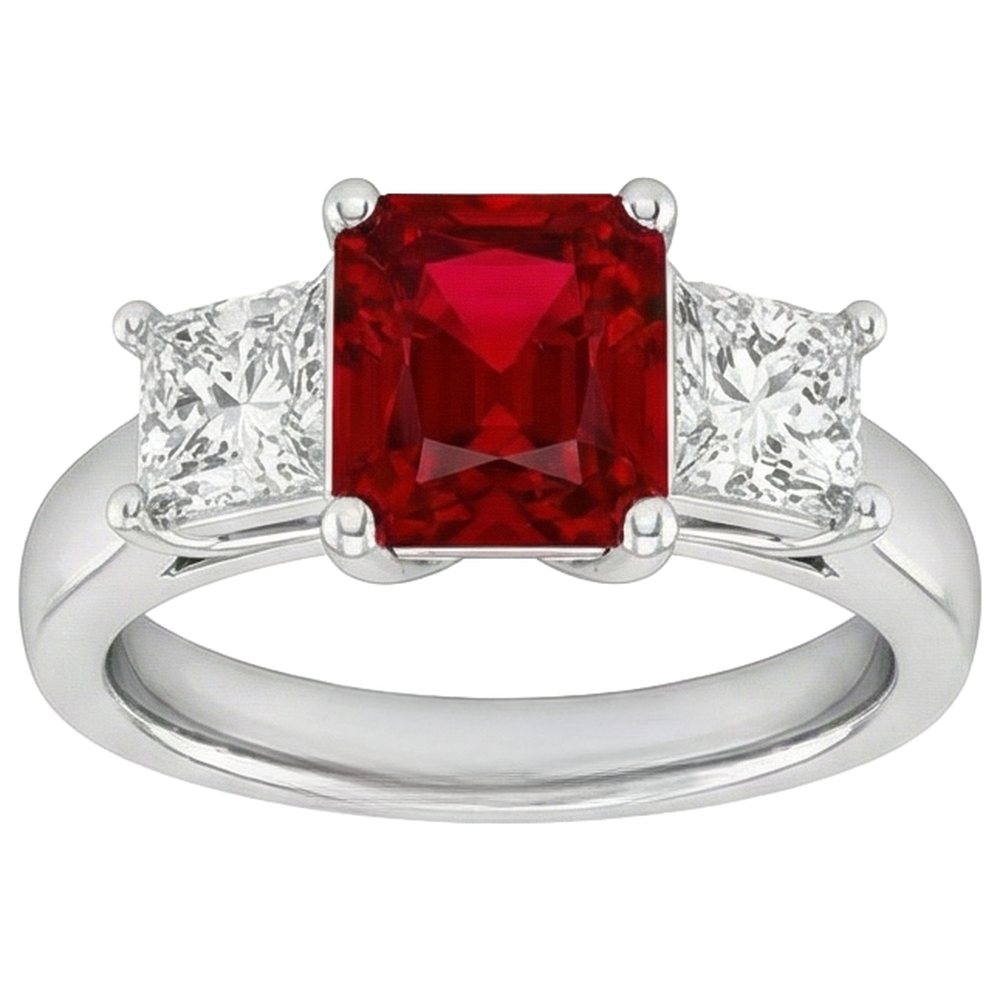 Krappen-Set Roter Rubin und Aus der Erde Abgebauter Natürlicher Diamanten 4.00 Karat Ring 14K Gold