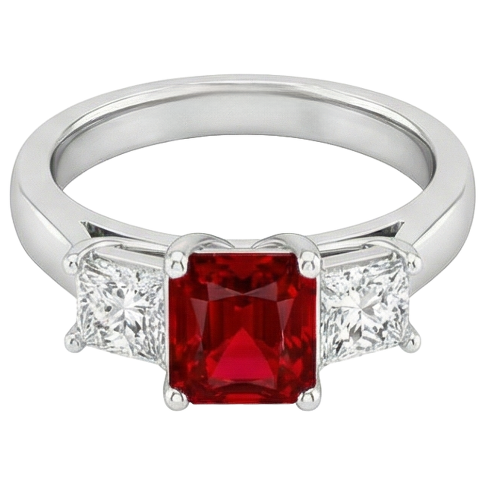 Krappen-Set Roter Rubin und Aus der Erde Abgebauter Natürlicher Diamanten 4.00 Karat Ring 14K Gold