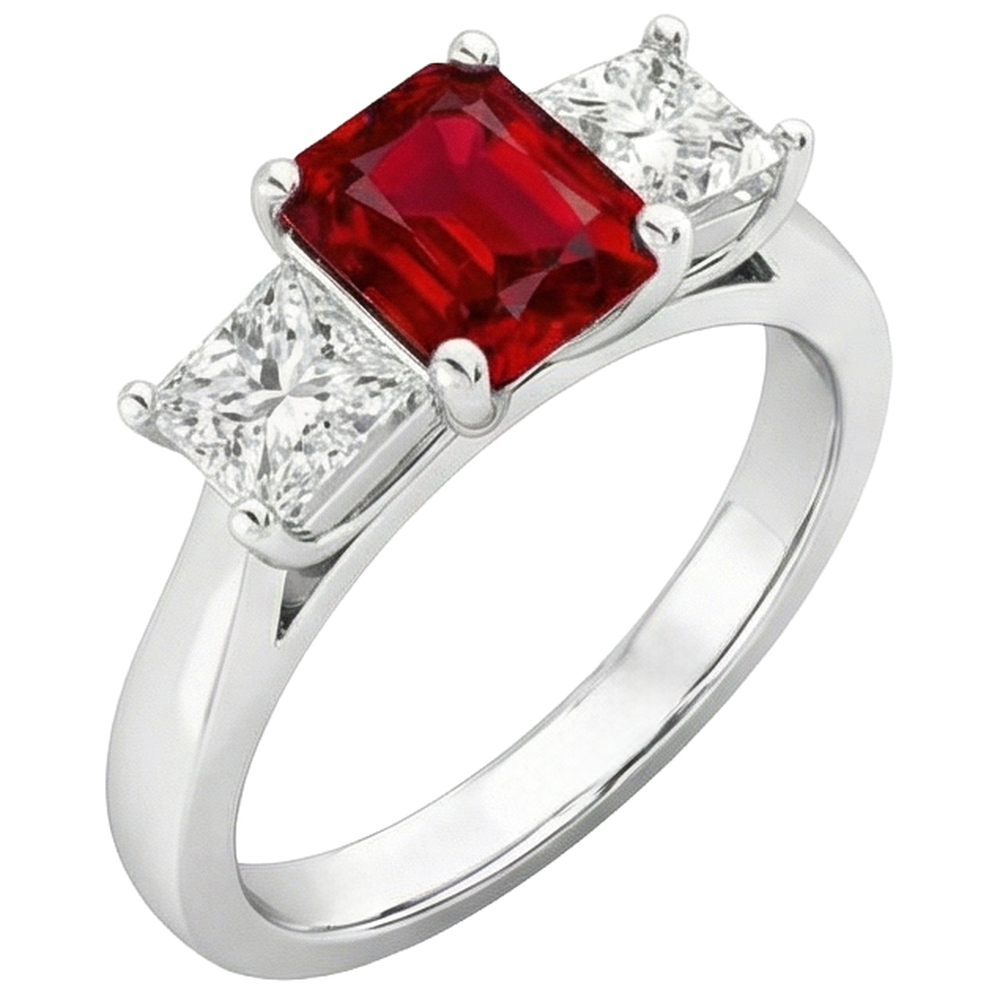 Krappen-Set Roter Rubin und Aus der Erde Abgebauter Natürlicher Diamanten 4.00 Karat Ring 14K Gold